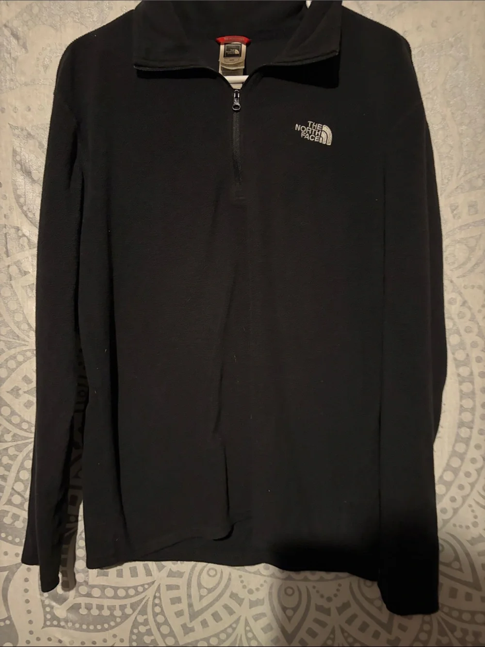 The North Face Mens Medium Black Fleece 1/4 Zip Pullover Sweater Jacket